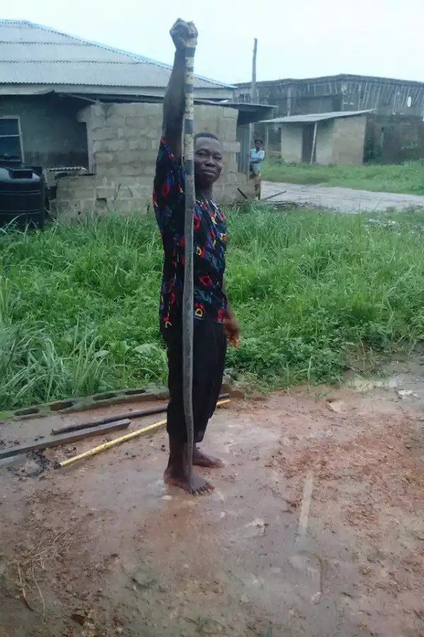 Long Huge Snake Terrorizing a Fish Pond in Ogun State Killed and Used for Peppersoup (Photos)
